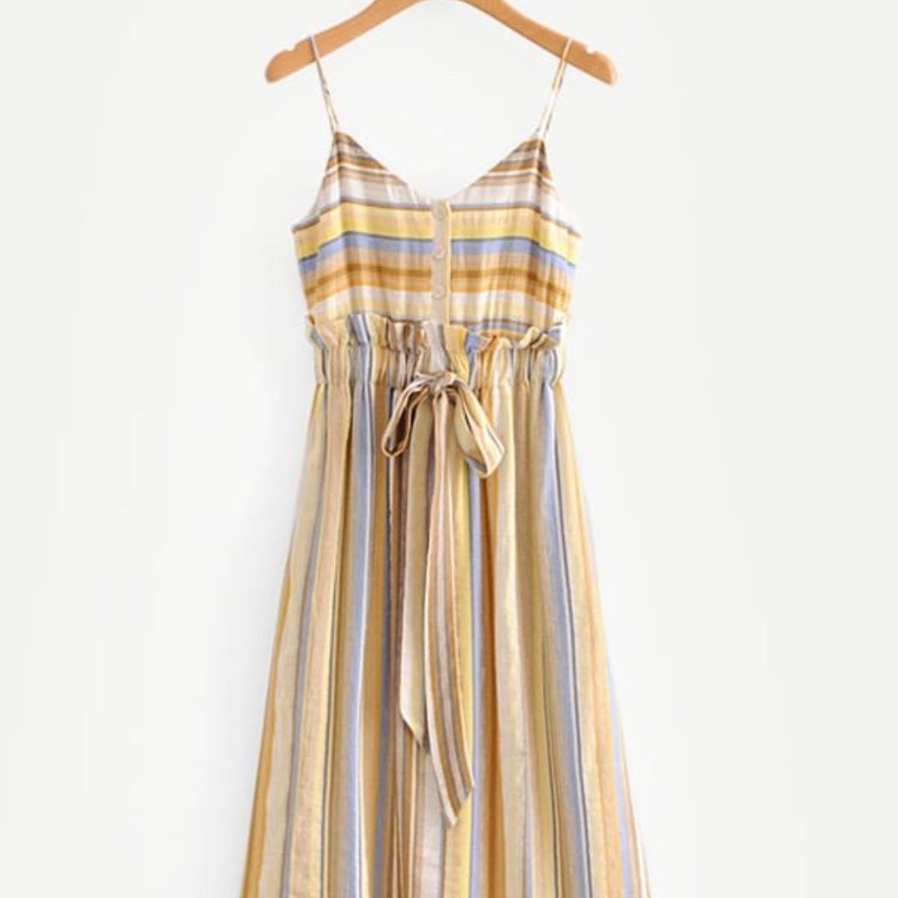 NWOT Tie Waist Frill Trim Cami Dress